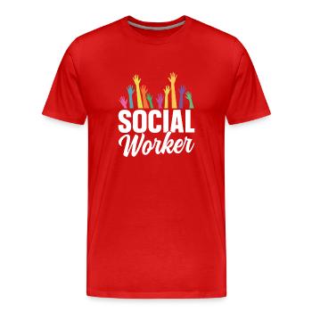 Travailleur social Travail social Profession de travailleur social - T-shirt bio Premium Homme - rouge - Devant - Damien (186cm)