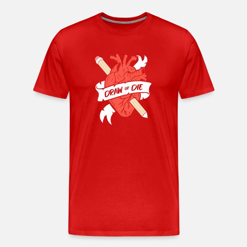Zeichne oder stirb - Künstler lustig - Männer Premium Bio T-Shirt - Rot