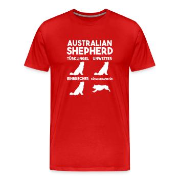 Hund Australian Shepherd - Männer Premium Bio T-Shirt - Rot - Vorne - Damien (186cm)
