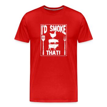 I'd Smoke That Chef Butcher Cook BBQ Cow Beef Fun - Männer Premium Bio T-Shirt - Rot - Vorne - Damien (186cm)