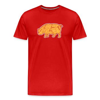 Morceaux de viande de porc effiloché Chef BBQ Grilling Chef - T-shirt bio Premium Homme - rouge - Devant - Damien (186cm)