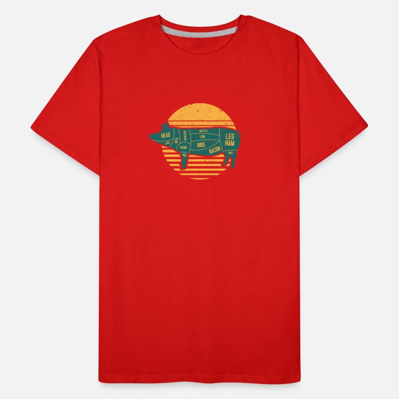 Pulled Pork Fleischstücke Chef BBQ Grillen Koch Männer Premium Bio T-Shirt