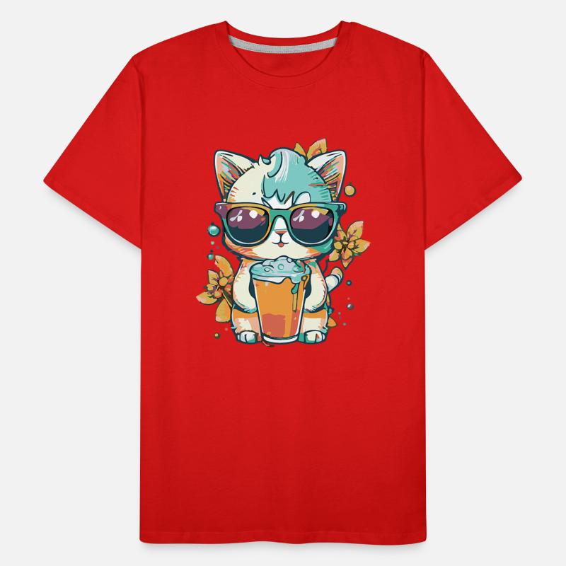 Fraîcheur estivale : chat avec lunettes de soleil T-shirt bio Premium Homme