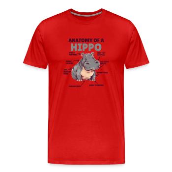Explication de l’hippopotame doux Anatomie d’un hippopotame - T-shirt bio Premium Homme - rouge - Devant - Damien (186cm)