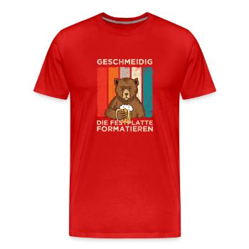 Geschmeidig Festplatte Formatieren Bär mit Bier - Männer Premium Bio T-Shirt - Rot - Vorne - Damien (186cm)