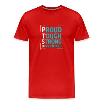 PTSD Awareness - Men's Premium Organic T-Shirt - red - Front - Damien (186cm)