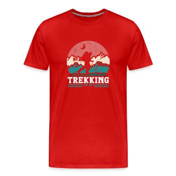 Trekking Hikers Hiking Lovers - Men's Premium Organic T-Shirt - red - Front - Damien (186cm)