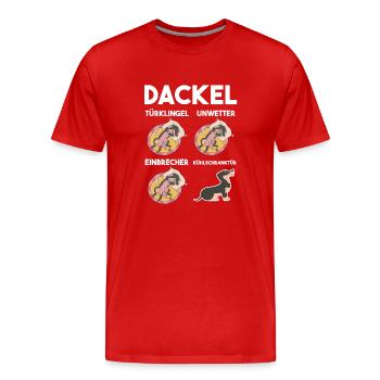 Hund Dackel - Männer Premium Bio T-Shirt - Rot - Vorne - Damien (186cm)