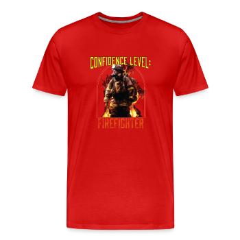 Niveau de confiance : Meilleur pompier de tous les temps - T-shirt bio Premium Homme - rouge - Devant - Damien (186cm)