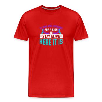 Sunflower Suicide Prevention Suicide Education - Men's Premium Organic T-Shirt - red - Front - Damien (186cm)