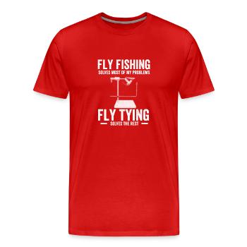 Fliegenfischer Design Für Bachforelle - T-shirt bio Premium Homme - rouge - Devant - Damien (186cm)