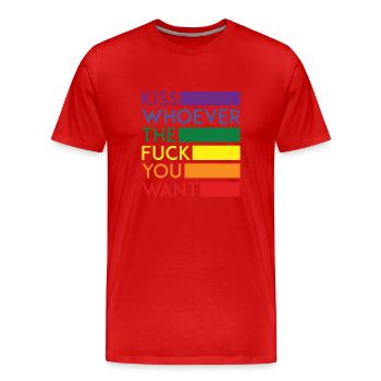 Embrasse qui tu veux - LGBT - T-shirt bio Premium Homme - rouge - Devant - Damien (186cm)