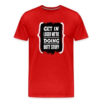Female Heart Alien Pun Rainbow Spaceship LGBTQ - T-shirt bio Premium Homme - rouge - Devant - Damien (186cm)
