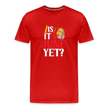C’est déjà juin Rentrée Rentrée Rentrée - T-shirt bio Premium Homme - rouge - Devant - Damien (186cm)