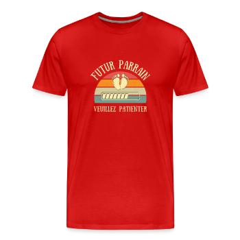 Futur parrain bébé humour annonce grossesse cadeau - T-shirt bio Premium Homme - rouge - Devant - Damien (186cm)
