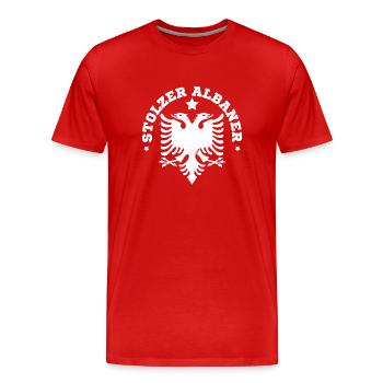 République d’Albanie Albanie Shqipëria Tirana Albanais - T-shirt bio Premium Homme - rouge - Devant - Damien (186cm)