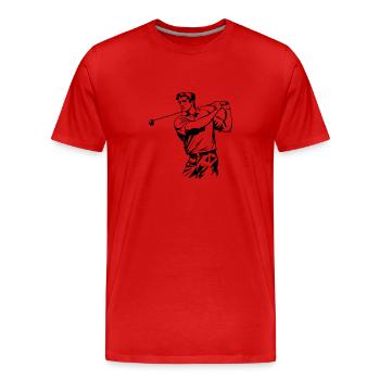 Golf Golfer - Männer Premium Bio T-Shirt - Rot - Vorne - Damien (186cm)