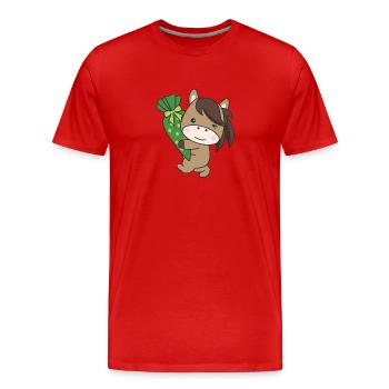 bye bye kindergarten hello school horse - Men's Premium Organic T-Shirt - red - Front - Damien (186cm)