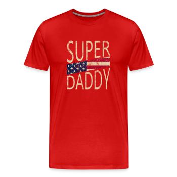 Super Daddy mit Amerikanischer Flagge für Papa - Männer Premium Bio T-Shirt - Rot - Vorne - Damien (186cm)