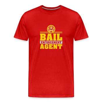 Funny Badge for Bail Enforcement Agent, - Men's Premium Organic T-Shirt - red - Front - Damien (186cm)