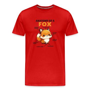 Explication du renard mignon Anatomie d’un renard - T-shirt bio Premium Homme - rouge - Devant - Damien (186cm)