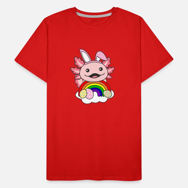 sweet axolotls at Easter with Easter eggs axolotl Men's Premium Organic T-Shirt