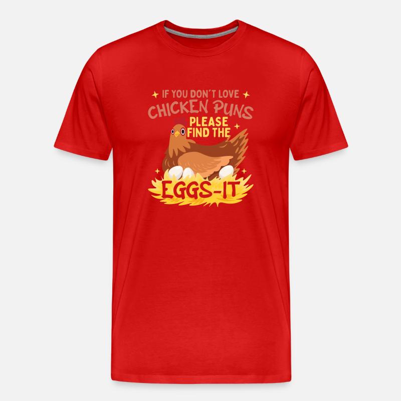Hühner-Wortspiele - Männer Premium Bio T-Shirt - Rot