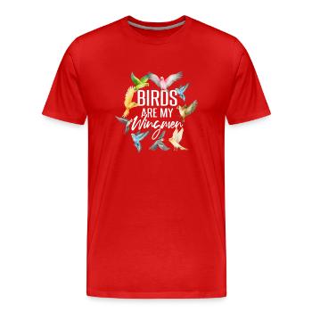Oiseaux drôle d’observation des oiseaux Humour - T-shirt bio Premium Homme - rouge - Devant - Damien (186cm)
