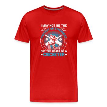 The heart of a cricketer - Men's Premium Organic T-Shirt - red - Front - Damien (186cm)