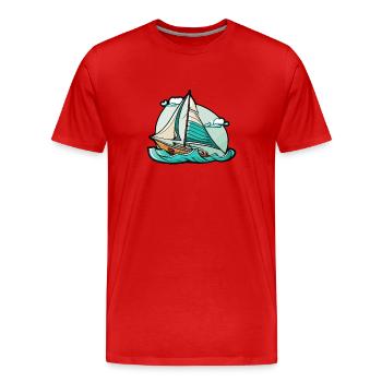 Boat Sailboat Sailing - Men's Premium Organic T-Shirt - red - Front - Damien (186cm)