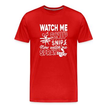 Hair Stylist Watch Hair Stylist Snip - Men's Premium Organic T-Shirt - red - Front - Damien (186cm)