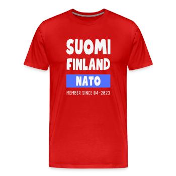 Finlande Finlande OTAN - Membre 04-2023 - T-shirt bio Premium Homme - rouge - Devant - Damien (186cm)