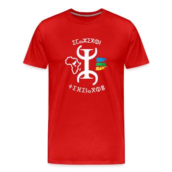 kabyle T-shirt graffiti Le Printemps berbère - T-shirt bio Premium Homme - rouge - Devant - Damien (186cm)
