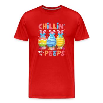 Chillin With My Peeps, Funny Easter Bunny - Men's Premium Organic T-Shirt - red - Front - Damien (186cm)