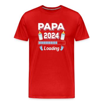 Papa Loading 2024 Père Pères Fête des Pères - T-shirt bio Premium Homme - rouge - Devant - Damien (186cm)