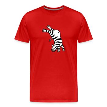 Kawaii Zebra Handstand Design - Männer Premium Bio T-Shirt - Rot - Vorne - Damien (186cm)