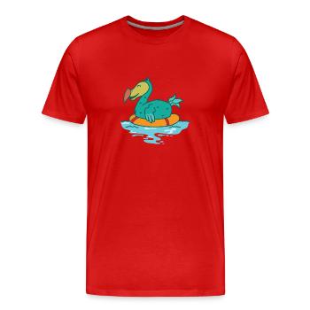 Dodo in the water with floating tire bird - Men's Premium Organic T-Shirt - red - Front - Damien (186cm)