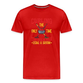 Locken - Männer Premium Bio T-Shirt - Rot - Vorne - Damien (186cm)