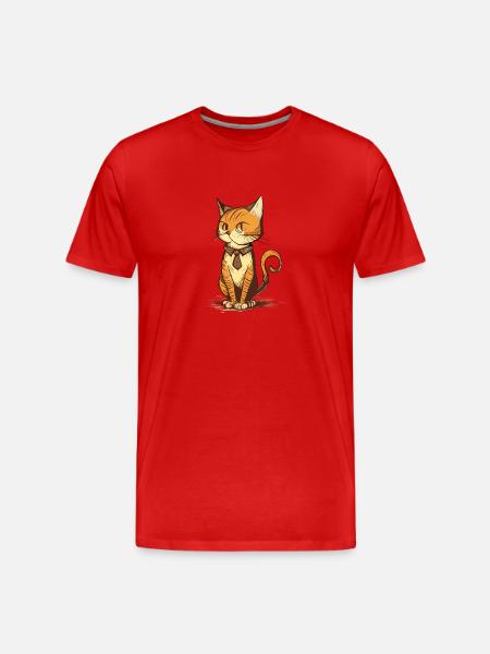 Cute Cat Cartoon - Men's Premium Organic T-Shirt - red