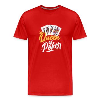 Queen Of Poker Gambling Card Player - Men's Premium Organic T-Shirt - red - Front - Damien (186cm)