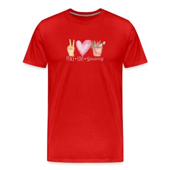 Peace Love Gardening Funny Flowers Garden - T-shirt bio Premium Homme - rouge - Devant - Damien (186cm)