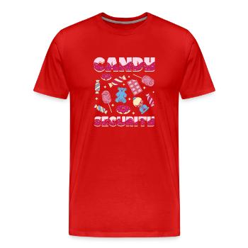 Sécurité des bonbons - T-shirt bio Premium Homme - rouge - Devant - Damien (186cm)