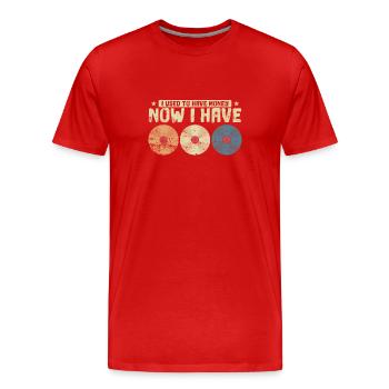 I used to have Money now I have Vinyls - Men's Premium Organic T-Shirt - red - Front - Damien (186cm)