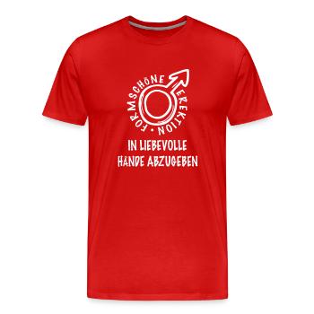 Formschöne Erektion in liebevolle Hände abzugeben - Männer Premium Bio T-Shirt - Rot - Vorne - Damien (186cm)