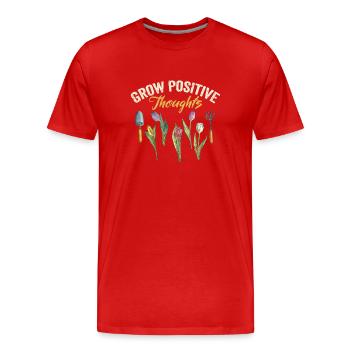 Cultiver des pensées positives Jardinage amusant - T-shirt bio Premium Homme - rouge - Devant - Damien (186cm)