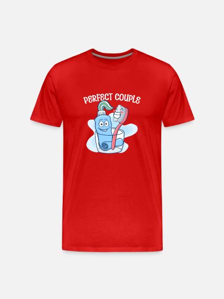 Pair Toothbrush Toothpaste Sweet - Men's Premium Organic T-Shirt - red