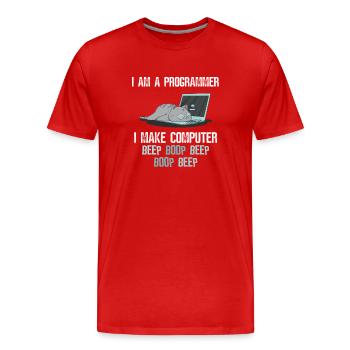 Software Entwickler Katze - Männer Premium Bio T-Shirt - Rot - Vorne - Damien (186cm)