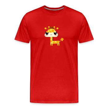 Mignonne girafe kawaii - T-shirt bio Premium Homme - rouge - Devant - Damien (186cm)