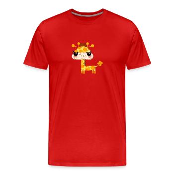 Mignonne girafe kawaii - T-shirt bio Premium Homme - rouge - Devant - Damien (186cm)