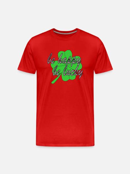 Trèfle à quatre feuilles Soyez heureux Soyez chanceux - T-shirt bio Premium Homme - rouge